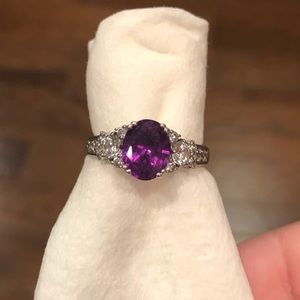Color changing Alexandrite (faux) & CZ ring. 10.